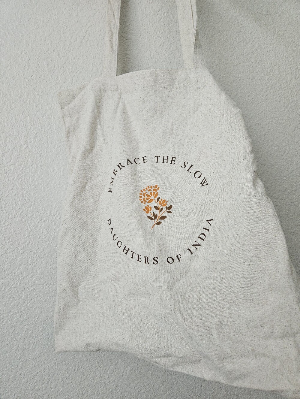 daughters of india tote bag canvas cream neutral boho bohemian casual y2k floral